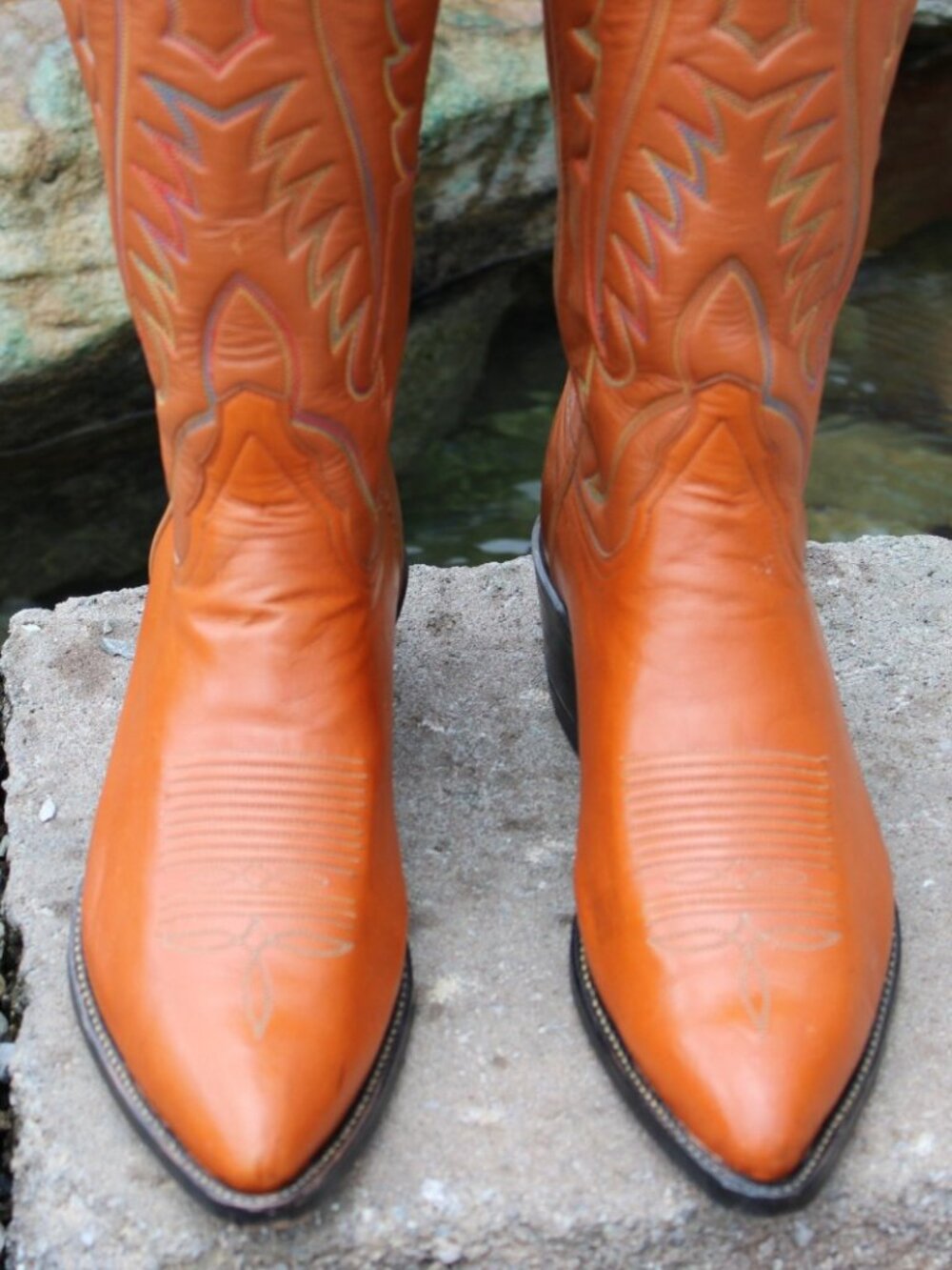 Tony Lama tangerine calfskin Men's Western Cowboy Boots Size 9.5D
